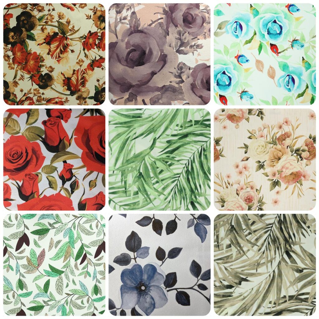 Tecido Suede Estampado Flores e Folhas 140cm