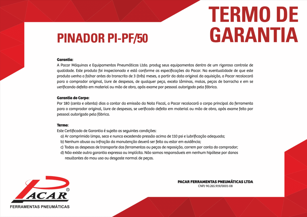 Grampeador e Pinador Pacar 90/40 Pneumático + Conector - Image 5
