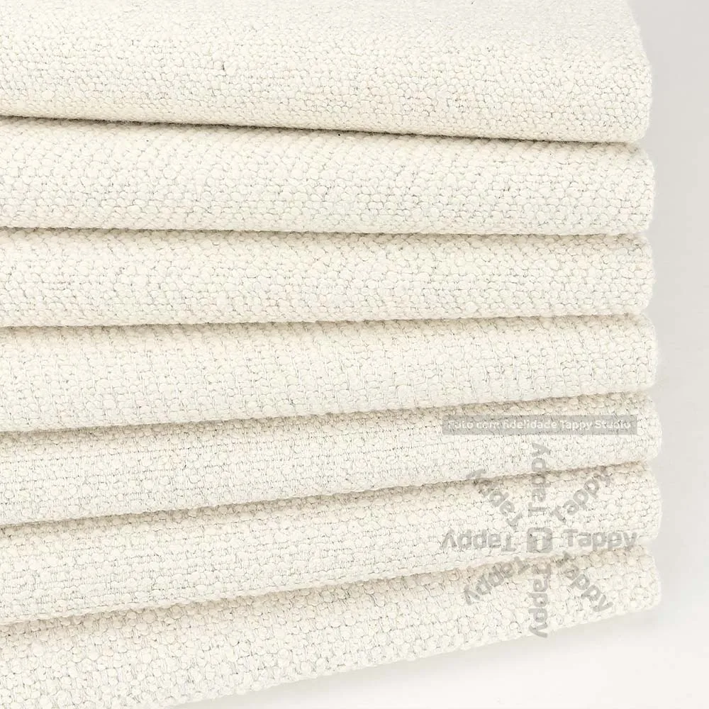 Tecido Bouclé Étienne Natural Off White ou Cinza Mescla 140cm - Image 5